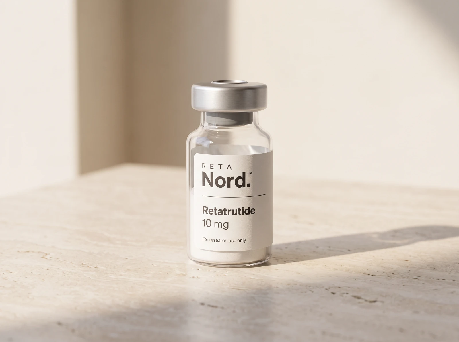 RetaNord Retatrutide research peptide vial with lot-specific Certificate of Analysis